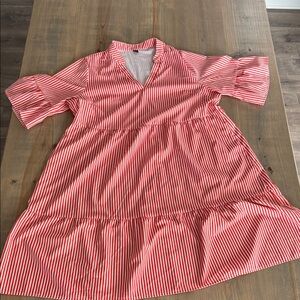 SHEIN Orange and White Striped Dress